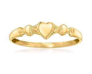 superb little yellow gold heart baby ring